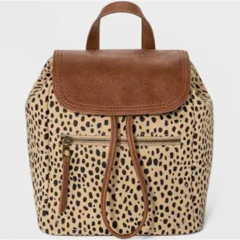 Leopard Print Backpack with Brown Accents